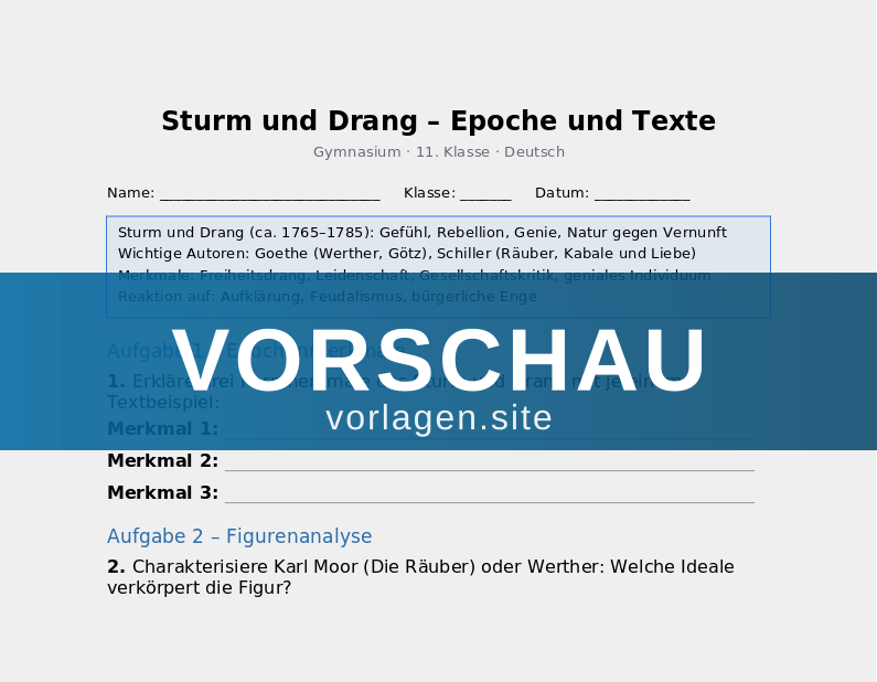 Sturm und Drang – Epoche und Texte