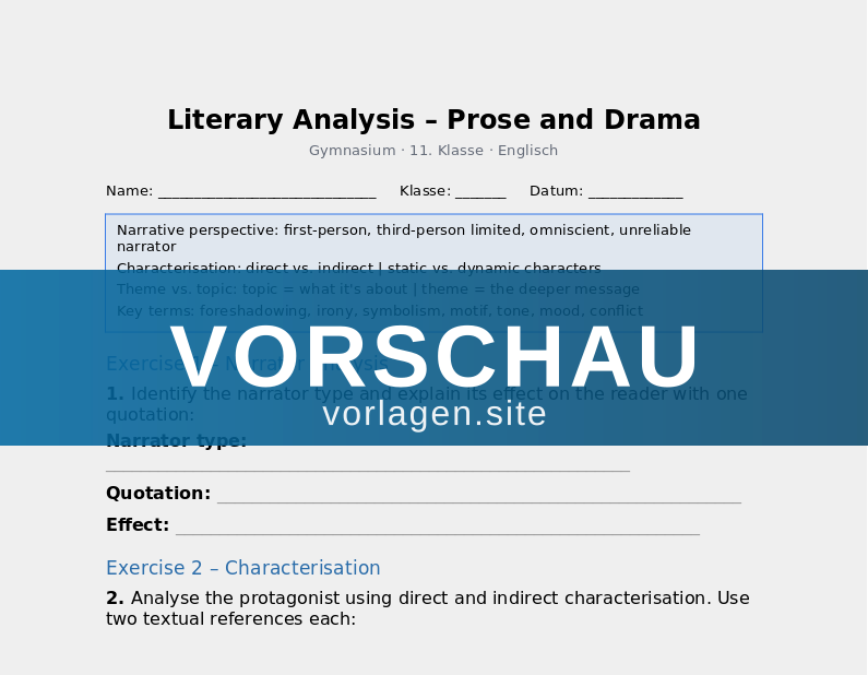 Literary Analysis – Prose and Drama