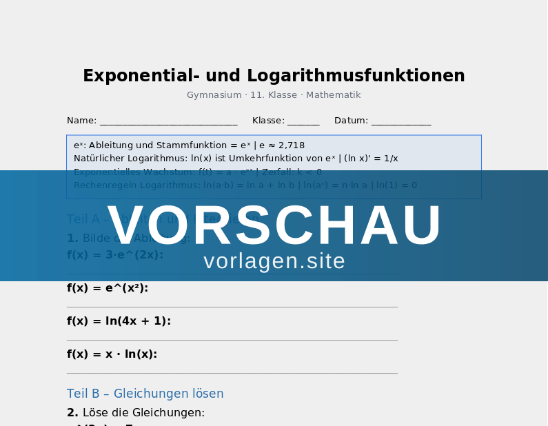 Exponential- und Logarithmusfunktionen