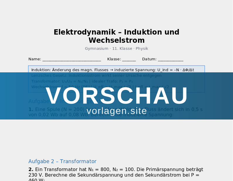 Elektrodynamik – Induktion und Wechselstrom