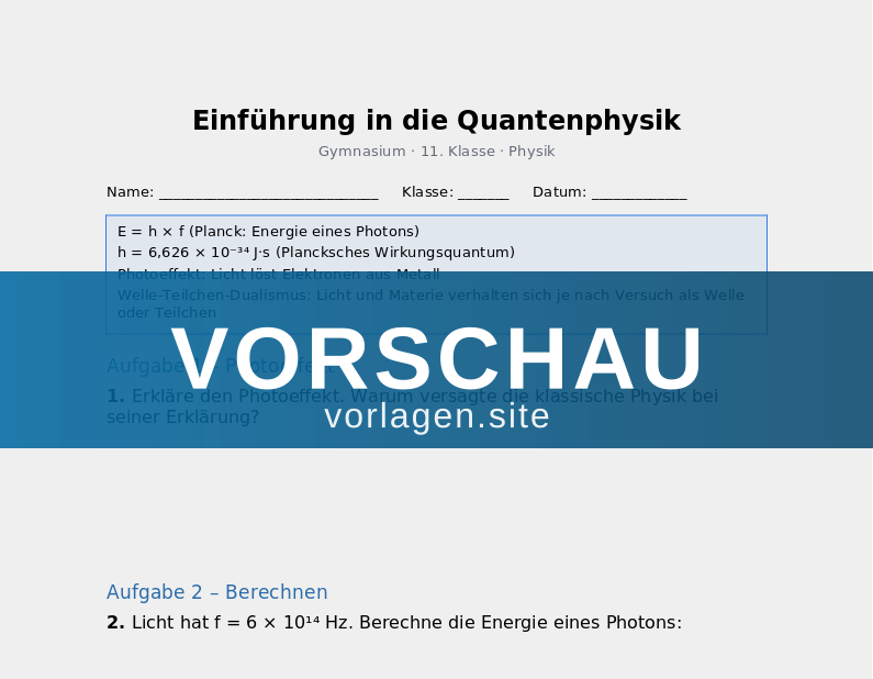Quantenphysik – Photoeffekt und Wellencharakter