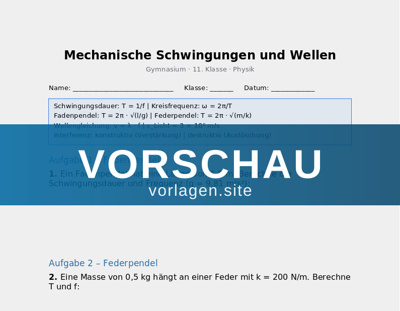 Mechanische Schwingungen und Wellen