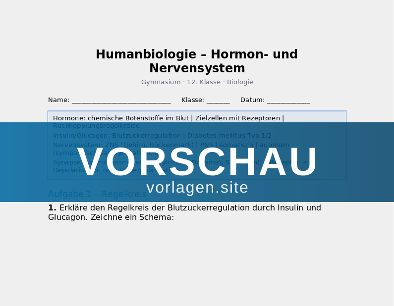 Humanbiologie – Hormon- und Nervensystem