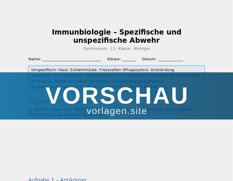 Immunbiologie – Immunsystem und Immunantwort