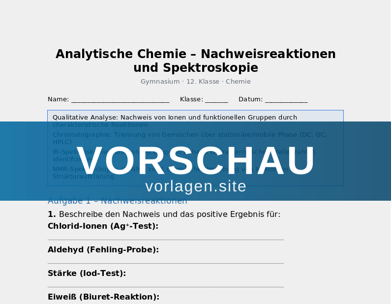 Analytische Chemie – Nachweisreaktionen und Spektroskopie