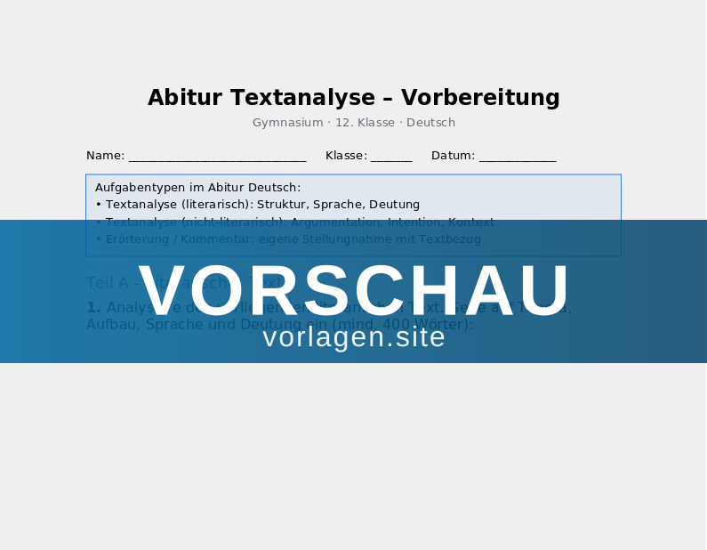 Abitur Textanalyse – Vorbereitung