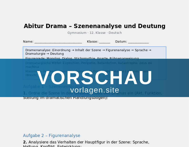 Abitur Drama – Szenenanalyse und Deutung