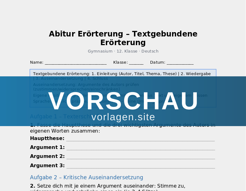 Abitur Erörterung – Textgebundene Erörterung