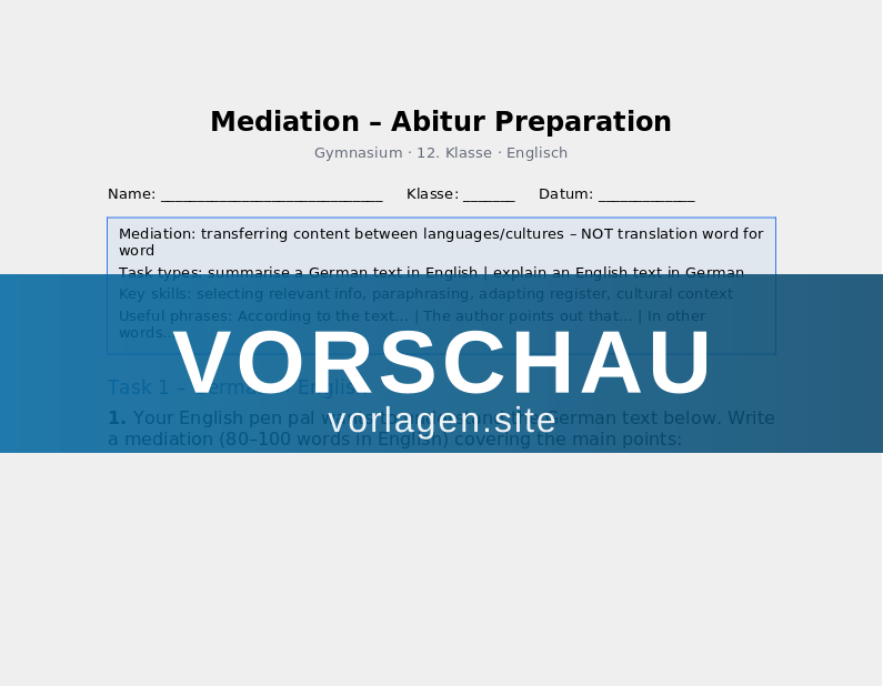 Mediation – Abitur Preparation