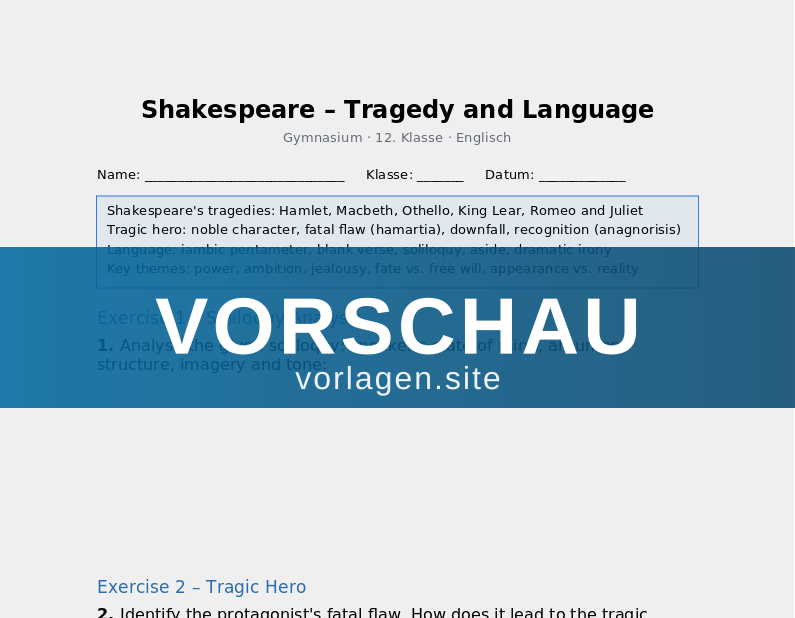 Shakespeare – Tragedy and Language