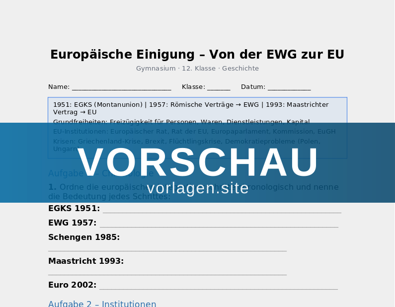 Europäische Einigung – Von der EWG zur EU