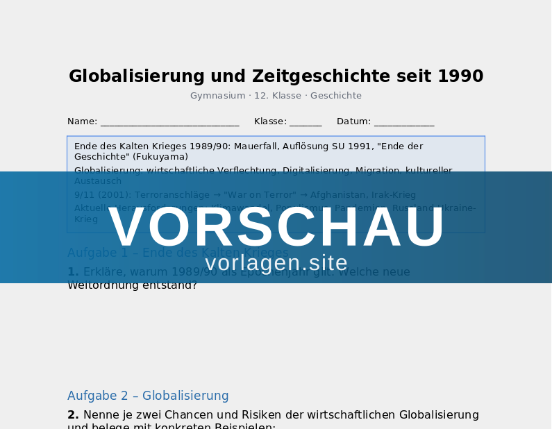 Globalisierung und Zeitgeschichte seit 1990