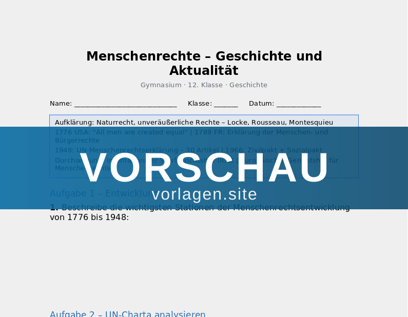 Menschenrechte – Geschichte und Aktualität