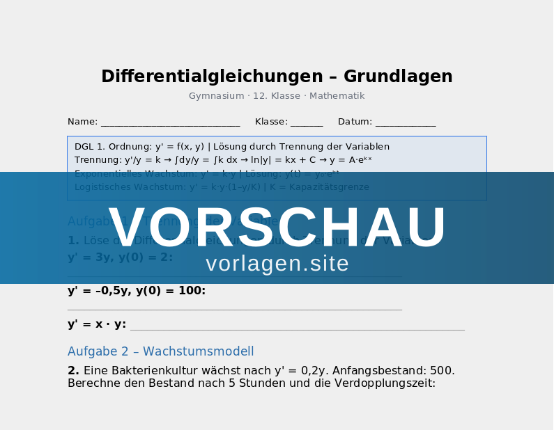 Differentialgleichungen – Grundlagen