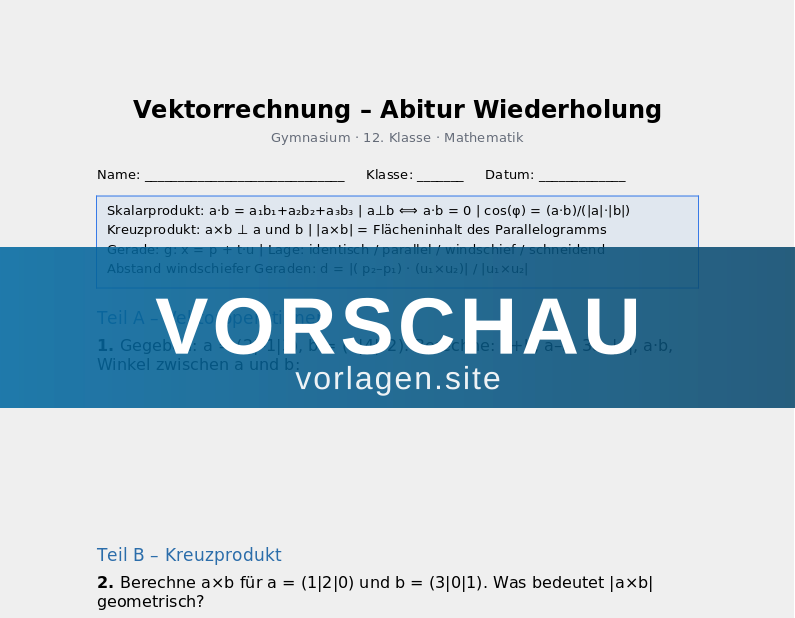 Vektorrechnung – Abitur Wiederholung