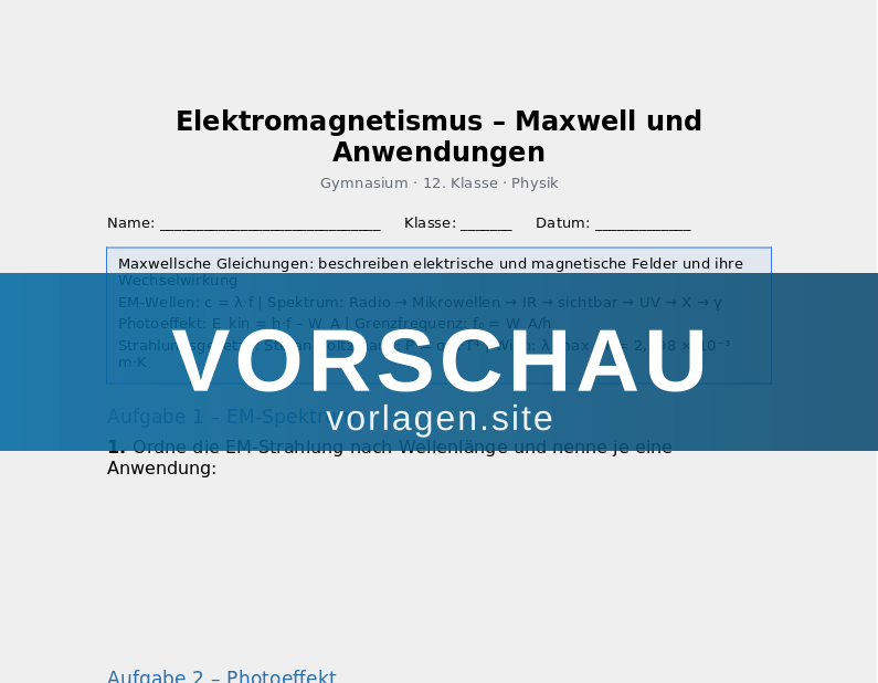 Elektromagnetismus – Maxwell und Anwendungen