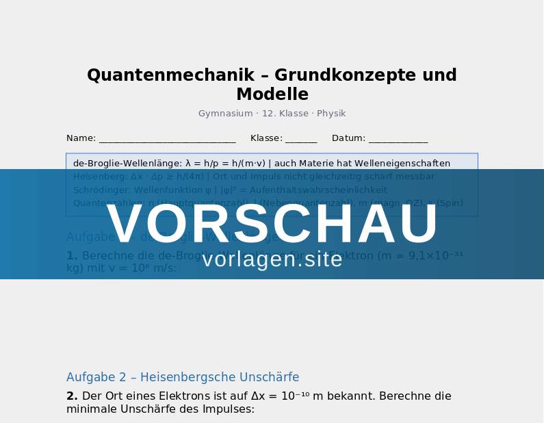 Quantenmechanik – Grundkonzepte und Modelle