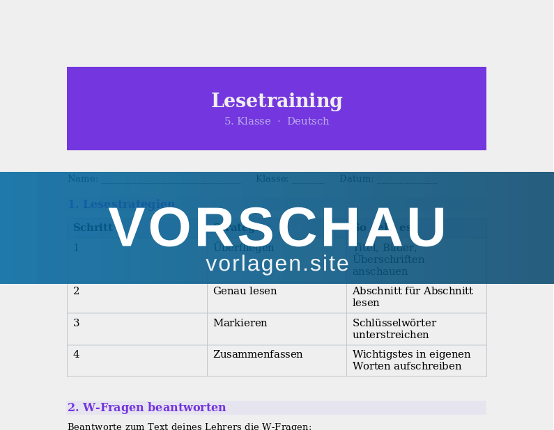 Lesetraining – Texte verstehen und erschließen