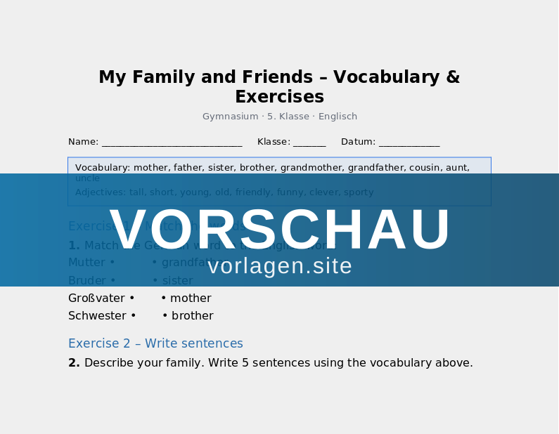 Family and Friends – Vocabulary and Grammar