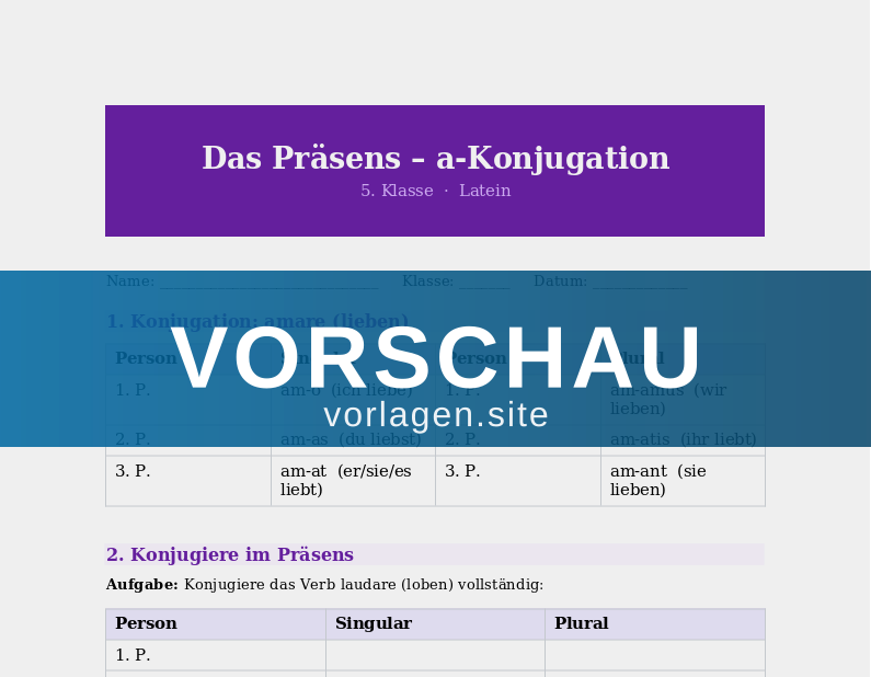 Latein – Das Präsens (a-Konjugation)