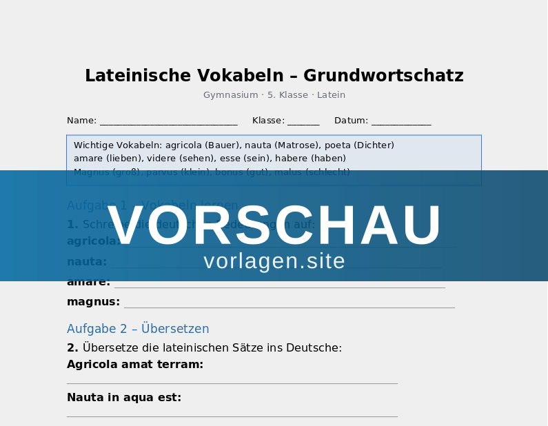 Latein – Grundvokabular und erste Sätze