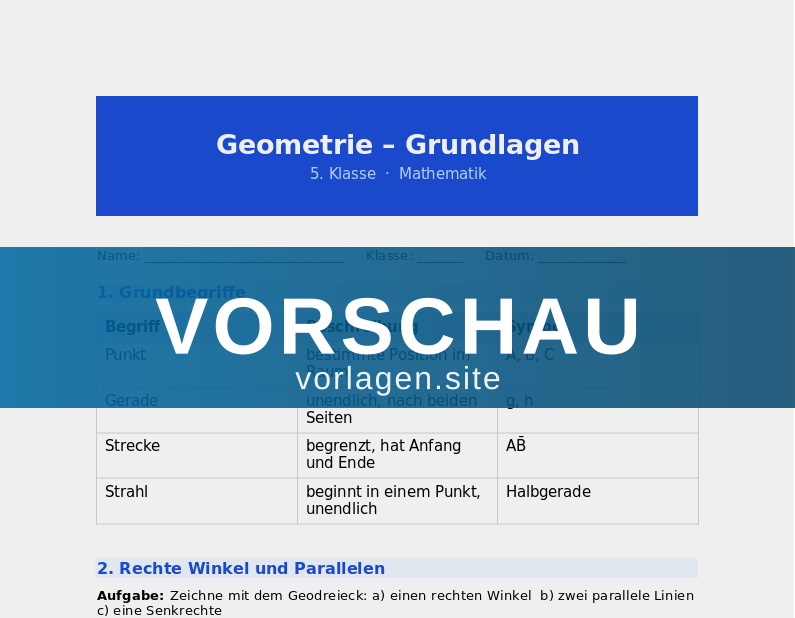 Geometrie – Punkte, Strecken, Geraden und Winkel
