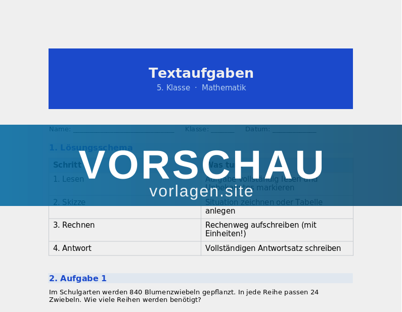 Textaufgaben – Lösungsweg und Antwortsatz