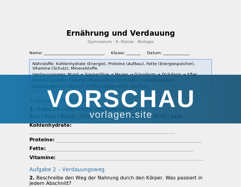 Ernährung und Verdauung