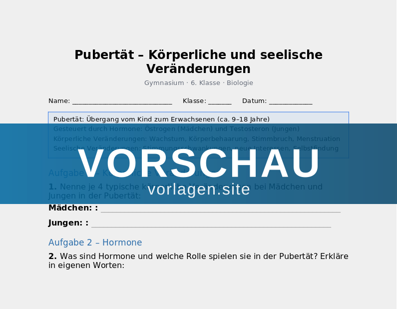 Pubertät – Körperliche und seelische Veränderungen