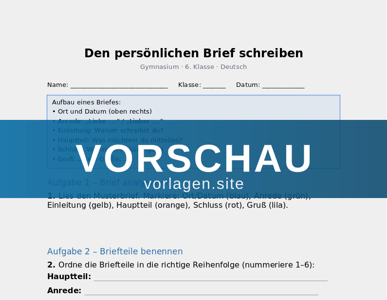 Den persönlichen Brief schreiben