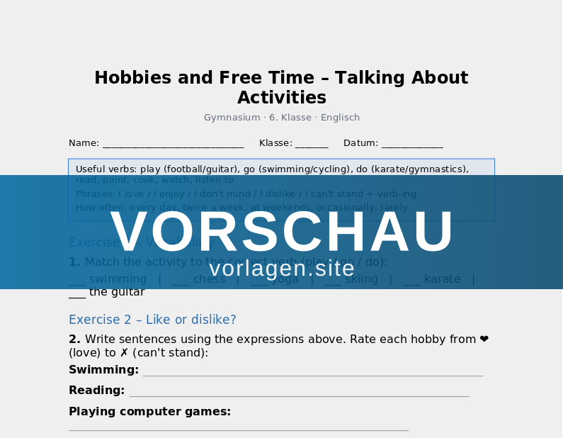 Hobbies and Free Time – Talking About Activities