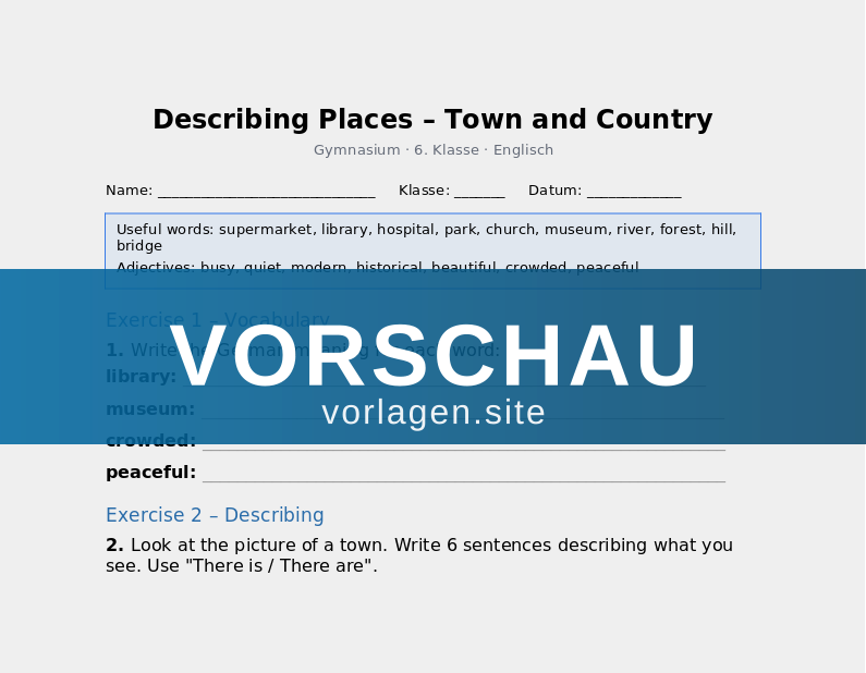Places in Town – Describing Locations