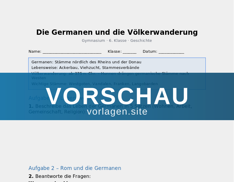 Die Germanen und die Völkerwanderung