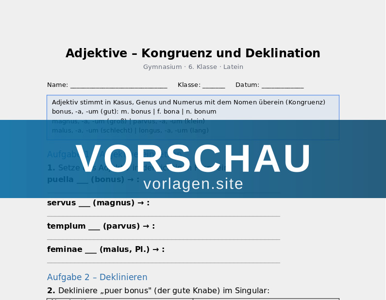 Adjektive – Kongruenz und Deklination