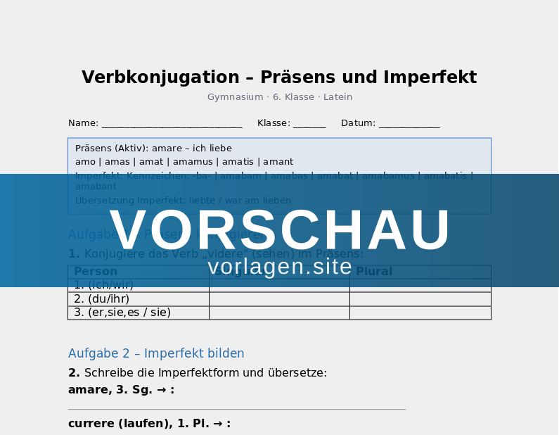 Verbkonjugation – Präsens und Imperfekt