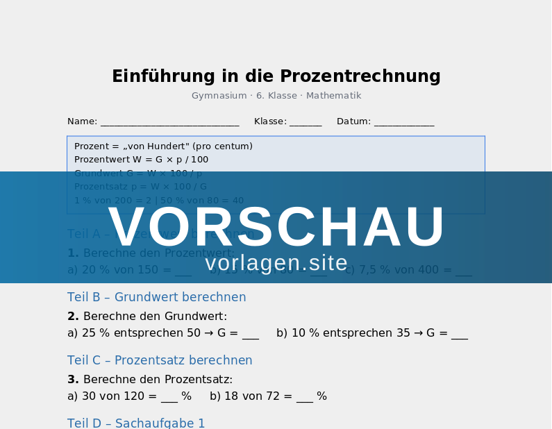 Einführung in die Prozentrechnung