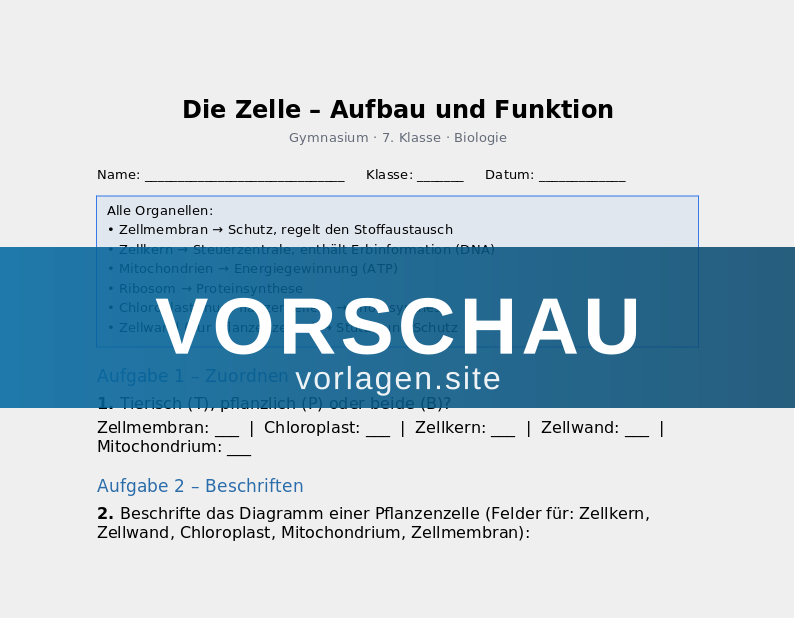 Die Zelle – Aufbau und Funktion