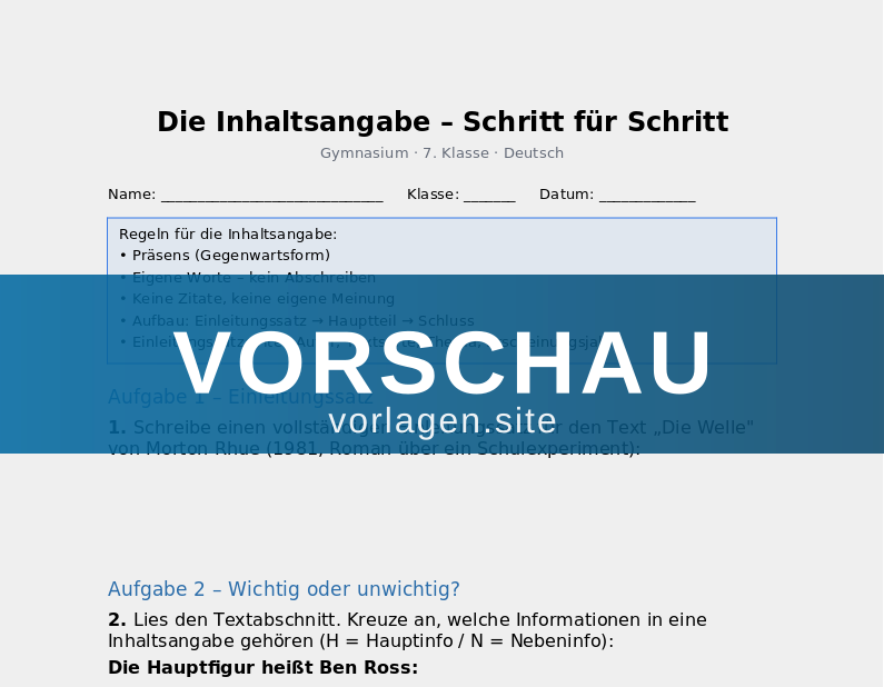 Die Inhaltsangabe – Schritt für Schritt
