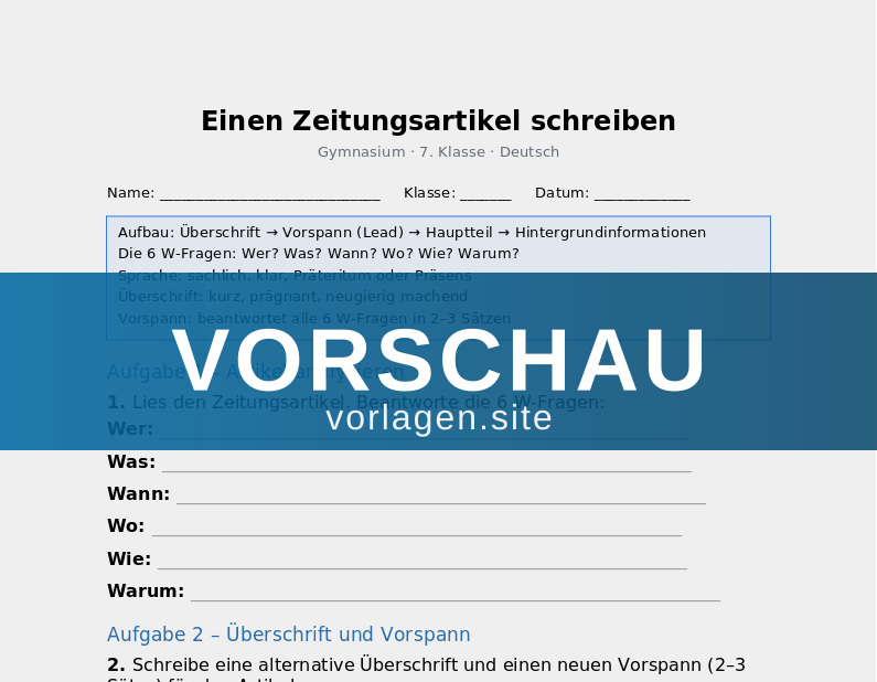 Einen Zeitungsartikel schreiben