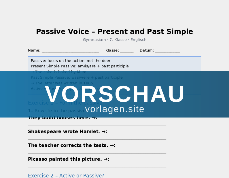Passive Voice – Present and Past Simple