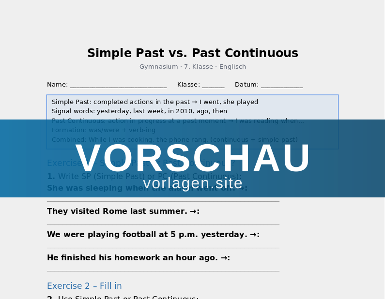 Simple Past vs. Past Continuous
