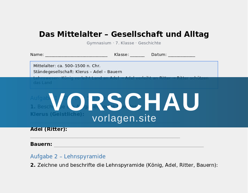Das Mittelalter – Feudalordnung und Kirche