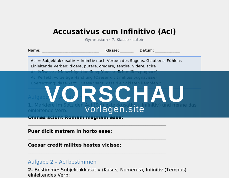 Accusativus cum Infinitivo (AcI)