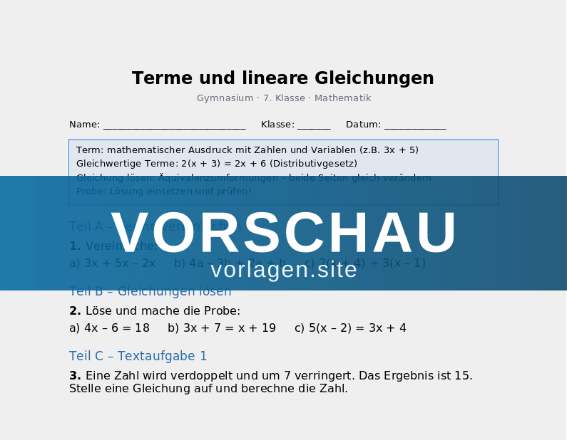 Terme und lineare Gleichungen