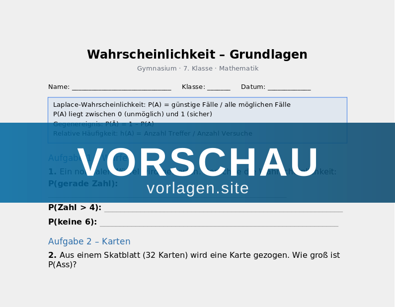 Wahrscheinlichkeit – Grundlagen