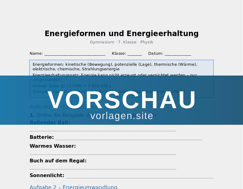 Energieformen und Energieerhaltung