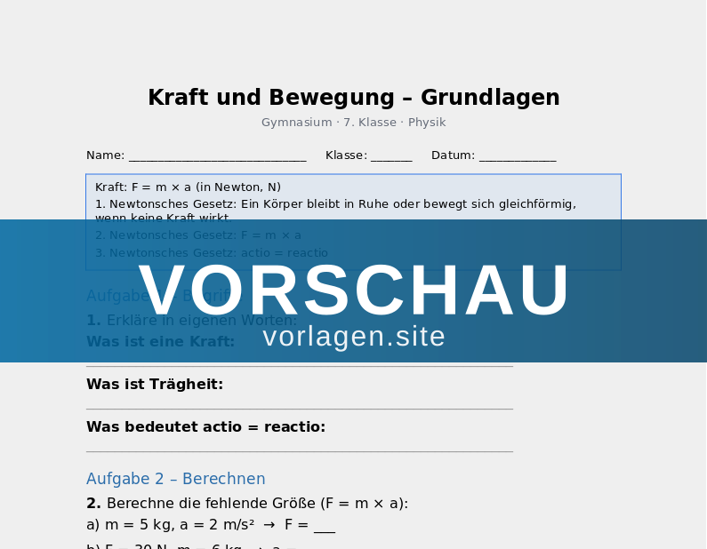 Kraft und Bewegung – Grundlagen der Mechanik