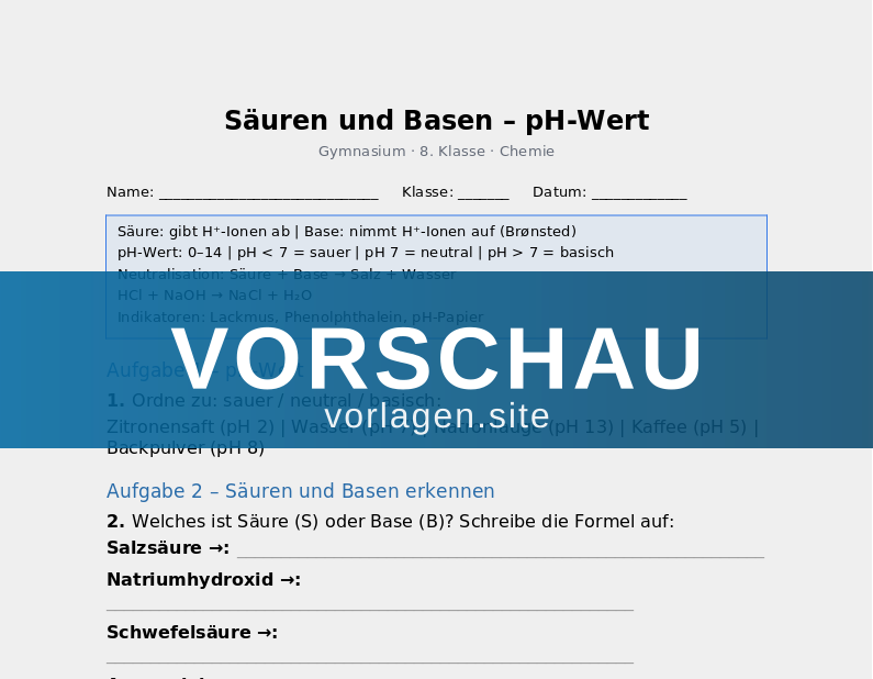 Säuren und Basen – pH-Wert