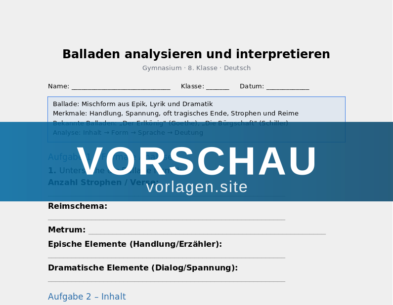 Balladen analysieren und interpretieren