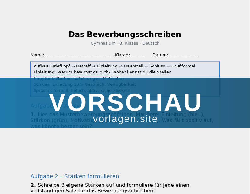 Das Bewerbungsschreiben